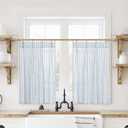 Taupe Striped Kitchen Pinch Pleat Small Curtains with Hooks 20x24 Inch Length for Bathroom Windows