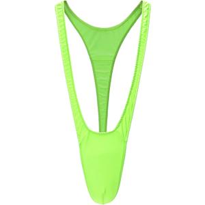FreeNFond Christmas Gag Gift Reindeer Mankini Men Thong Underwear with Bells for White Elephant Exchange Gifts Valentine's, Lightgreen 