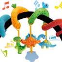 Hahaland Car Seat Toys for Babies 0-6 Months Boy - Baby Toys 0-6 Months - Rattle, Mirror, Crinkle, Squeaky, Developmental Carseat Stroller Travel Birthday Gift for Infants