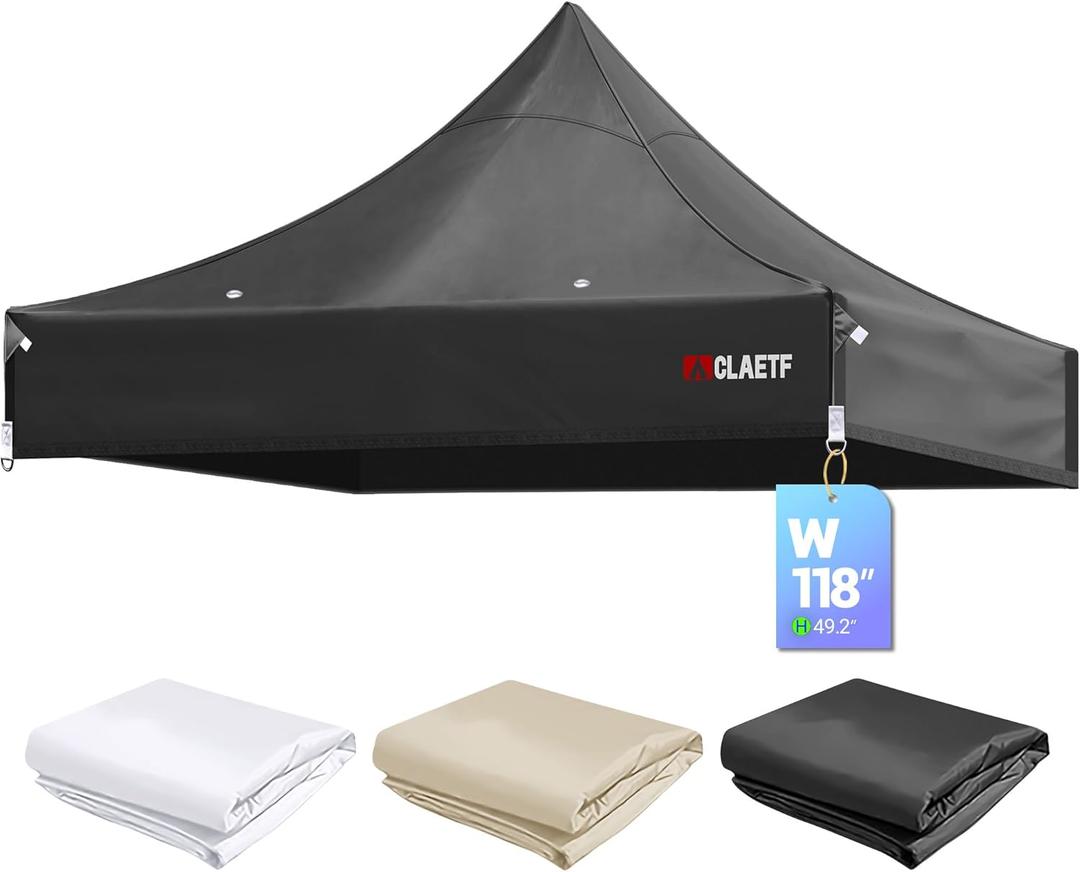 10x10 Canopy Replacement Top for Pop Up Canopy Tent - 4 Drainage Holes10x10ft Canopy top Suitable for Most of The Standard Canopy(top only, Black)