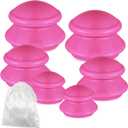 TrelaCo 6 Pcs Cupping Kit for Massage Therapy 3 Sizes Silicone Cupping Set Chinese Massage Therapy for Studio Household Cellulite Joint Pain Muscle Pain(Hot Pink)