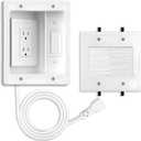 TV Cable Hider Wall Kit - in Wall Cord Concealer with Brush Wall Plate, 9ft Cable, Recessed Wire Management Box & Two-Hole Pass-Through, Fits All Plugs for Home Theater