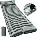 Camping Sleeping Pad, Ultralight Camping Mat with Pillow Built-in Foot Pump Inflatable Sleeping Pads Compact for Camping Backpacking Hiking Traveling - Gray