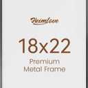 Heimlove 18x22 Metal Picture Frame,Black Aluminum Wall Gallery Poster Puzzles Artwork frames-Real Tempered Glass,Mounting Horizontally or Vertically Decor for Wall-1Pack