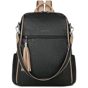FADEON Leather Backpack Purse for Women Designer Travel Backpack Purses PU Fashion Ladies Shoulder Bag with Tassel