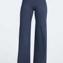 VOYJOY Straight Leggings Bottoms Wide Leg Pants for Women 29"/ 31.5"/33"/35" High Waist Stretch Casual Sweatpants (Blue, L)