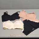 Verdusa Women's 6 Piece Scalloped Seamless No Show Bra and Panty Lingerie Sets Black/Pink/Beige X-Large