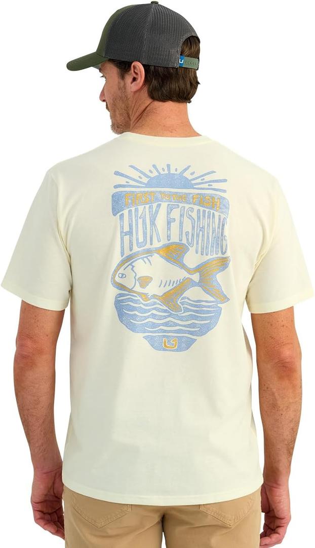 HUK Mens Pocket Tee, Comfortable Performance Fishing Short Sleeve T-Shirt with Chest Pocket (X-Large)