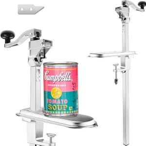 Amylove Commercial Can Opener Heavy Duty Manual Industrial Grade for Large Cans up to 17 Inches, Stainless Steel Blade & Plated Base, Ideal for Kitchen or Restaurant Use.