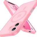 4 x Magnetic Shockproof for iPhone 17 Case,Upgraded[Camera Protection][Compatible with Magsafe][Non-Slip][Mil-Grade Protection] Slim Anti-Yellow Translucent Matte Phone Case for iPhone 17,Pink