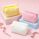 Makeup Bag Small Cosmetic Bags for Purse Women Girls Plush Simple Make Up Pouch