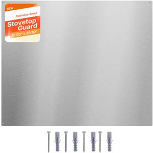 VEVOR 36" x 30" Stainless Steel Backsplash for Stove, Ultra Flat Splatter Guard, Wall Shield Range Hood Backsplash, Easy Clean Kitchen Wall Metal Panel, Pre-Drilled Holes for Easy Installation, Silver