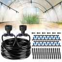 HIRALIY 118FT Greenhouse Misting Drip Irrigation Kit, Hanging Plant Watering, Garden Watering System with 1/4" Blank Tubing and Misting Nozzles, Quick Connector Design Automatic Irrigation System
