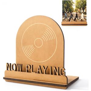 Now Playing Vinyl Record Stand, Tabletop Wooden Record Holder for Bedroom Living Room Decor,Vintage Album Display Organizer Rack for LP Enthusiast