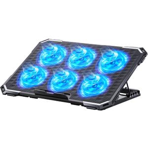 ICE COOREL Laptop Cooling Pad with 6 Cooling Fans, Cooling Pad for Laptop Fan 13-15.6 Inch, Laptop Cooler Stand with 6 Height Adjustable, Notebook Cooler Pad with Two USB Port (Blue)