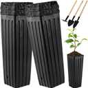 50 Pcs 12" Tall Tree Pots Plastic Deep Nursery Pots Tall Nursery Tree Pots Plant Deep Seedling Pots, Flower Plant Container Pots with 3 Pcs Garden Tools for Indoor Outdoor Use