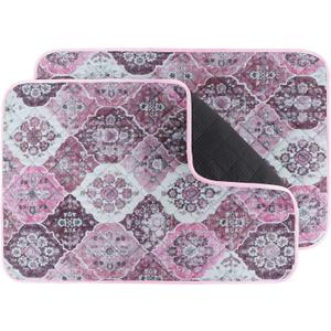 IEUUMLER Washable Pee Pads for Dogs, 2 Pack Reusable Pee Pads for Dogs Non-Slip Grip, Super Absorbent Waterproof Puppy Pads for Potty Training, Playpen, Crate, Whelping Box EU011 Pink, 24x18