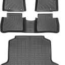 Floor Mats Cargo Liner for Nissan Altima 2013 2014 2015 2016 2017 2018, for Nissan Altima Base S SL SV SR TPE Rubber Floor Mats, All Weather Waterproof Anti-Slip Protector Liner, Front & 2nd Row Mat
