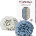 Momcozy Muslin Standard Fitted Crib Sheets, 52"x28", 2 Pack Soft Breathable Natural Cotton Baby Mattress Sheet, 360 Mattress Wrapping No Slip Boys Girls Neutral Toddler Bed Sheet, Grey Blue