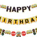 Hooqict School Bus Happy Birthday Banner Yellow Bus Birthday Party Banner for Kids 1st 2nd 3rd Garland Sign Party Decorations Back to School Party Supplies