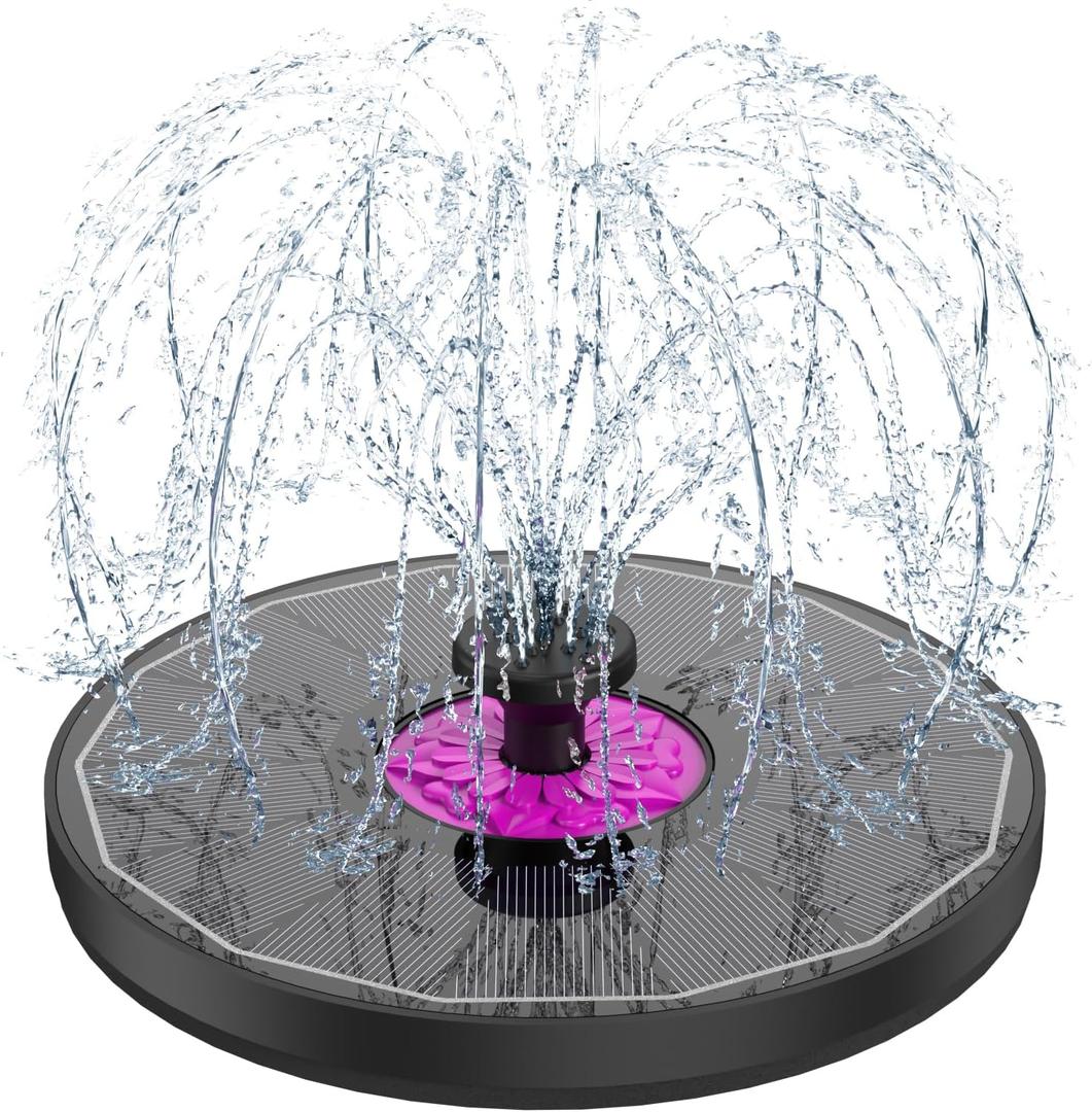 SZMP Solar Fountain 3.5W Bird Bath Fountains with Rosy Flower Upgraded 100% Glass Panel, Solar Powered Water Fountain with 7 Nozzles, Solar Fountain Pump for Pool, Pond, Garden, Outdoor (Black)