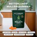 Betterbrand Mullein Chewable Gummies for Lung Cleanse and Detox, Respiratory Health Supplement, 2000mg Mullein Extract per Serving, 50:1 Extract - 90 Day Supply - Pear Flavored, BBD 05/2028