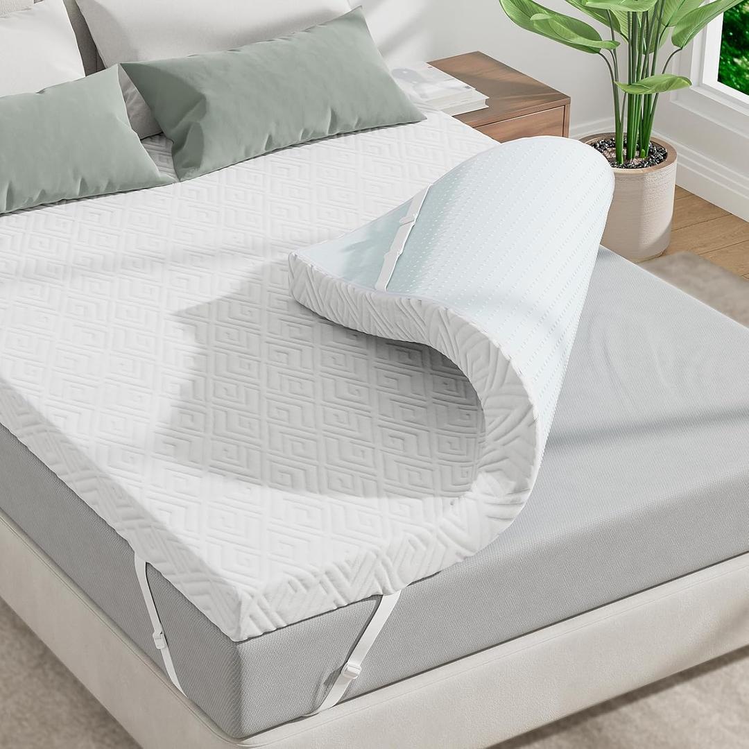 Memory Foam Mattress Topper - 3 Inch Gel Mattress Pad for Pressure Relief, Premium Soft Cooling Sleep Bed topper, Non-Slip Design with Removable & Washable Cover, CertiPUR-US Certified, Queen