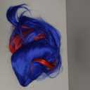 Blue and Red Color Lace Front Wigs Long Straight Half Blue and Half Red Wigs Heat Resistant Natural Straight Wigs Long Silky Synthetic Hair for Women 24-26 Inch Daily Party Use