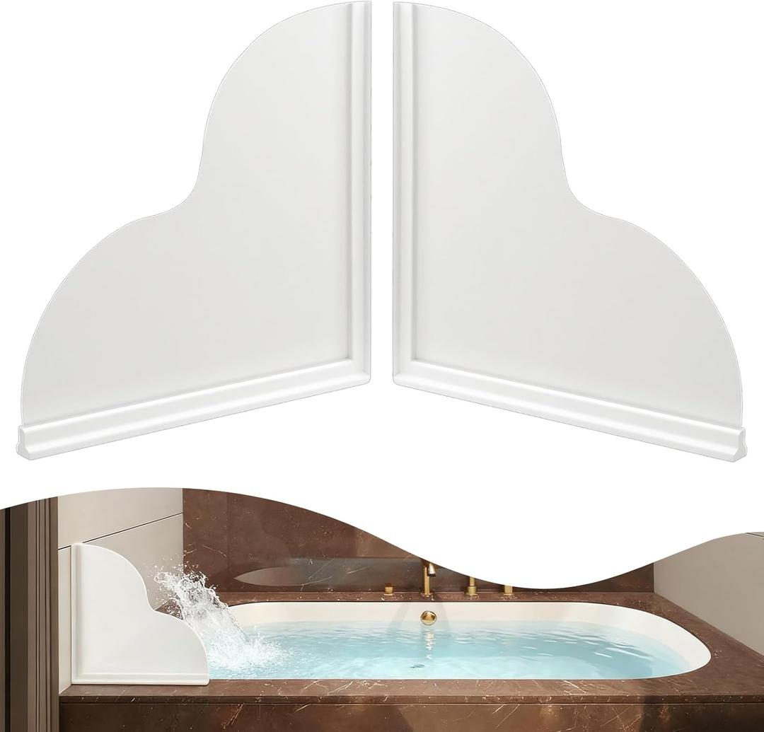 Shower Splash Guards, 2pcs Bathtub Corner Splash Guards Prevent Water Splashing Bathroom Accessories with Self-Adhesive Suitable for Showers, Bath tubs, Kitchen Sinks (9.25"x9.25")