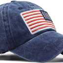 Utaly Distressed American-Flag-Baseball-Hats for Women Men - Retro Low Ponytail Baseball Cap Blue