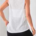 OYOANGLE Women's Sheer Sleeveless Crew Neck Sports Tank Top Sleeveless Athletic Workout Shirts White Sheer X-Large