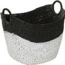 CosmoLiving by Cosmopolitan Seagrass Handmade Decorative and Functional Storage Basket Large Woven Basket Organizer with Handles, Basket for Storage 22" x 17" x 19", Black