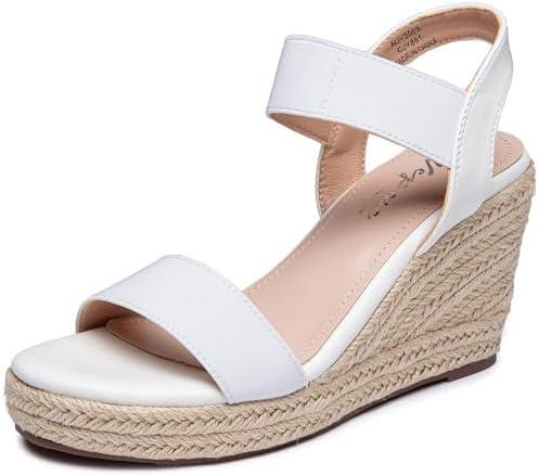 Vepose Women's Wedge Sandals Platform Espadrilles Sandals Elasitc Ankle Strap Open Toe 881 Sandals with 3.5" Inchs High Heel Summer Shoes Size 7,5
