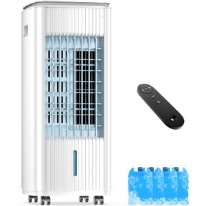Portable Air Conditioners, 3-IN-1 Evaporative Air Cooler w/ 4 Ice Packs, 3L Water Tank for Cooling, 7H Timer for Auto-Off, Swamp Coolers with 70° Oscillation, Portable Ac Unit for Room Bedroom, White