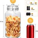 Flrolove 78oz Glass Storage Jars with Airtight Lids Set of 3, Pantry Storage Containers with Lids, Square Large Airtight Glass Jars, Perfect for Kitchen Canning Cereal, Pasta, Flour, Coffee Beans