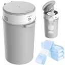 Bellababy Diaper Pail, Upgrade Baby Diaper Bin with Double Odor Locking, Includes 4 Refills (270 inches/pcs), Compact Design for Nursery,Gray