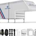 Truck Camper Cover for 810FT Slide-in Campers  300D Oxford Waterproof RV Cover, Silver-Coated, All-Weather Protection with Windproof Straps & Air Vents