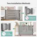 No-Drill Retractable Baby Gates for Stairs with Auto-Lock,33" Tall,Extends up to 55" Wide Mesh Baby Dog Pet Cat Gate with Double Lock for Doorways,Child Gate for Hallways Kitchen Indoor Outdoor Grey