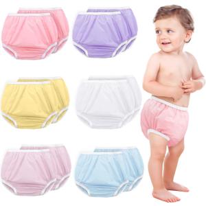Funtery 12 Packs Waterproof Plastic Pants for Toddlers Reusable Diaper Covers Unisex Baby Potty Training Underwear Covers (Large, Colorful)