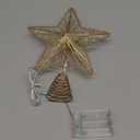 Joiedomi Christmas Tree Toppers 8" Gold Metal Star Decor with Battery Powered Treetop Ornaments with Warm White LED Lights for Xmas Holiday Party Indoor Decorations