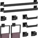 10-Piece Matte Black Bathroom Hardware Accessories Set Black Towel Bar Set Towel Holder Set Stainless Steel Wall-Mounted Towel Rack Set for Bathroom, 23.6 Inch Towel Bar