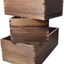 Decorative Nesting Wooden Crates Burnt Umber Stained Rustic Crate Boxes Wood Pallet Bin Storage Boxes for Decorative Display Kitchen Storage Arts & Crafts Set of 3