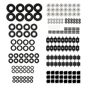 Barcaloo 144 Piece Wheels and Axles Sets, Building Bricks Car Parts and Pieces Kit - Car Building Set with Wheels, Axles & Windshields