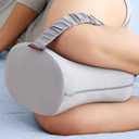 Momcozy Knee Pillow for Side Sleepers with Cooling Cover, Soft Memory Foam Spine Alignment Pregnancy Leg Pillow for HIPS, Back, Sciatica Pain, Fixed Strap for Moving, Wider Contact Even Pressure