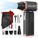 Compressed Air Duster 300000RPM, Cordless Electric Office Duster Brushless Motor Replace Canned Air, Rechargeable Durable Blower for Keyboard, Computers, Air Bed & Snow Removal, Great Gift (Gold+black)