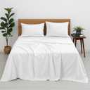 Cottington Lane Premium Quality 100% Egyptian Cotton 4 Piece Queen Size Bed Sheet Set Fits 12 inch Deep Pocket Mattress, Naturally Cool, Soft & Durable Luxury Bedding, White Solid