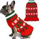 KYEESE Christmas Dog Sweater Fall Winter Clothes Warm Coat Dress With Leash Hole Pullover Knit Turtleneck for Girl With Snowflake for Small Dogs, Girl Red, X-Large