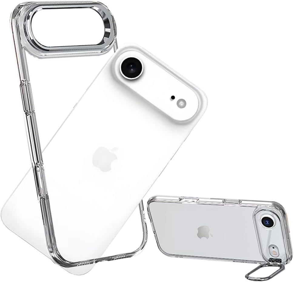 No Back Bumper Case with Stand for iPhone Air Compatible with MagSafe, Built-in Camera Stash Kickstand, Backless Design Edge Frame Fast Heat Dissipation Slim Thin for iPhone Air (Clear)