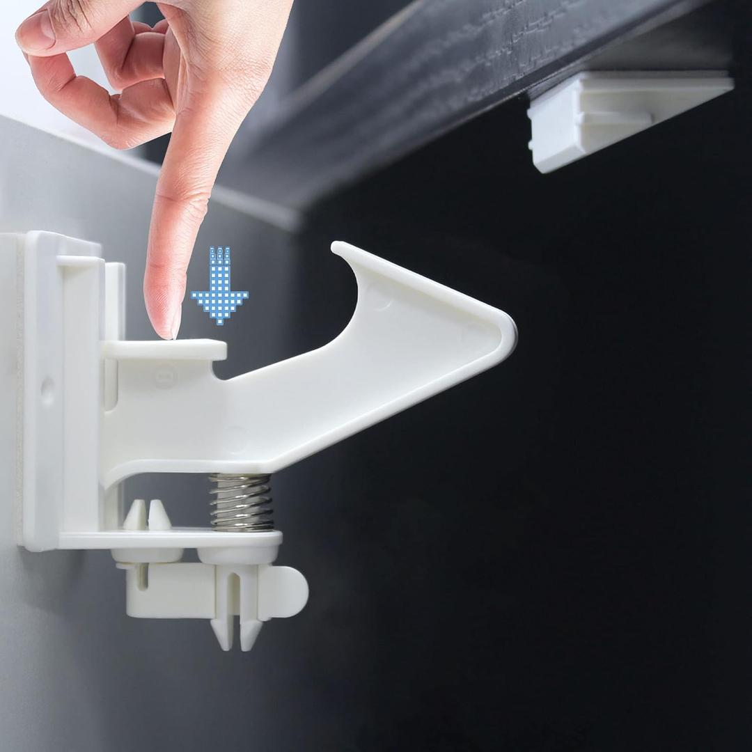 Vmaisi 10 Pack Cabinet Locks for Babies Child Safety Latches - 3.5 Inches Longer Baby Proofing Cabinets Drawer Lock with Adhesive Easy Installation