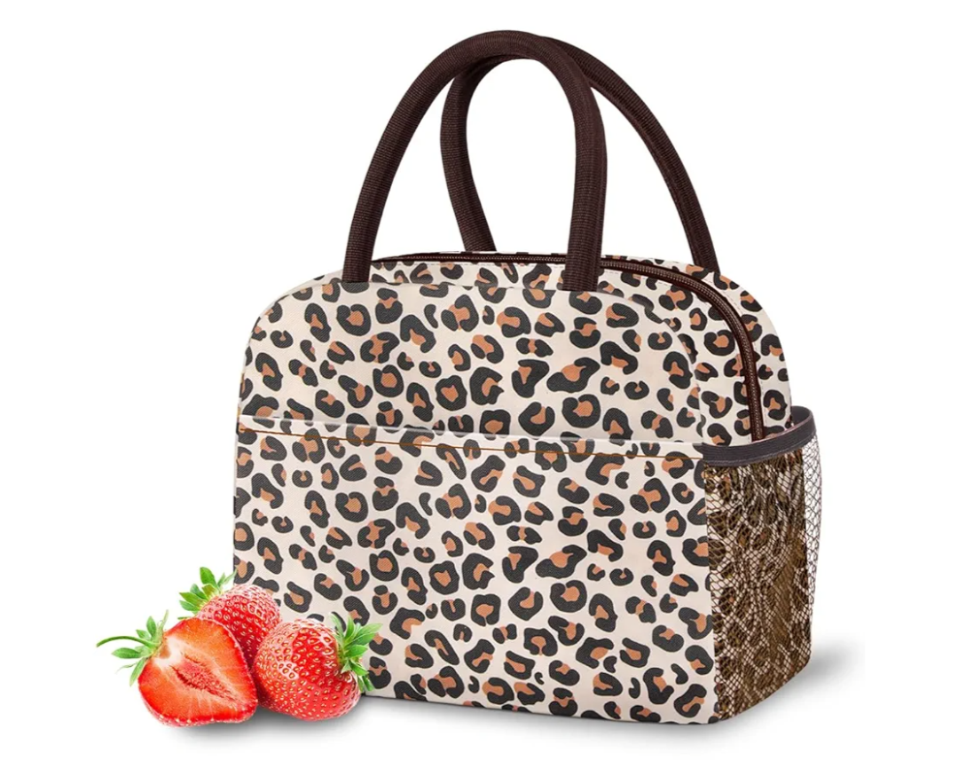DALINDA Lunch Bag Women,Lunch Box Adult for Women Men Reusable Insulated Lunch Tote Bag,Leakproof Food Handbags Case High Capacity for Travel Work Picnic Beach, Leopard